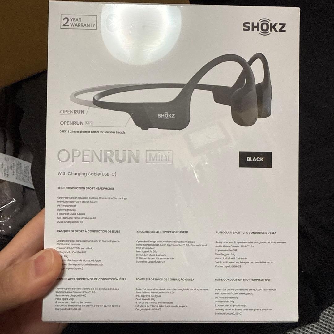 ⑦Shokz OpenRun Mini 骨伝導イヤホン ワイヤレス ブラック