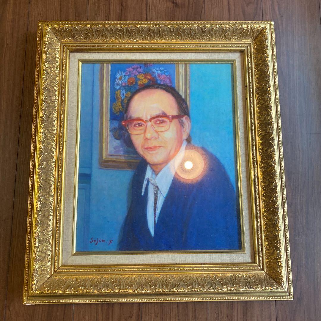 アンティーク木製大型額縁 F8 ゴールド塗装 高級感　表面ガラス 油絵込B4