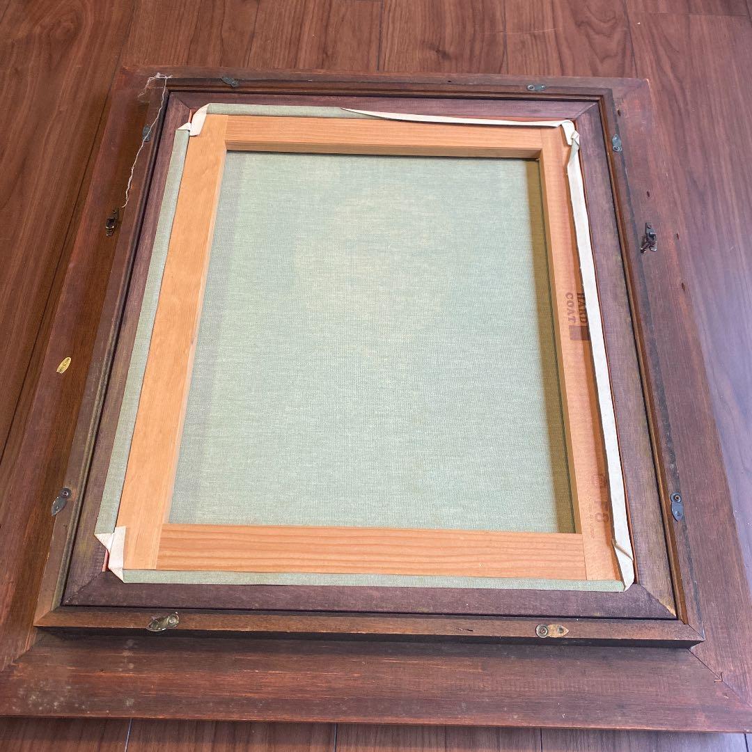アンティーク木製大型額縁 F8 ゴールド塗装 高級感　表面ガラス 油絵込B4
