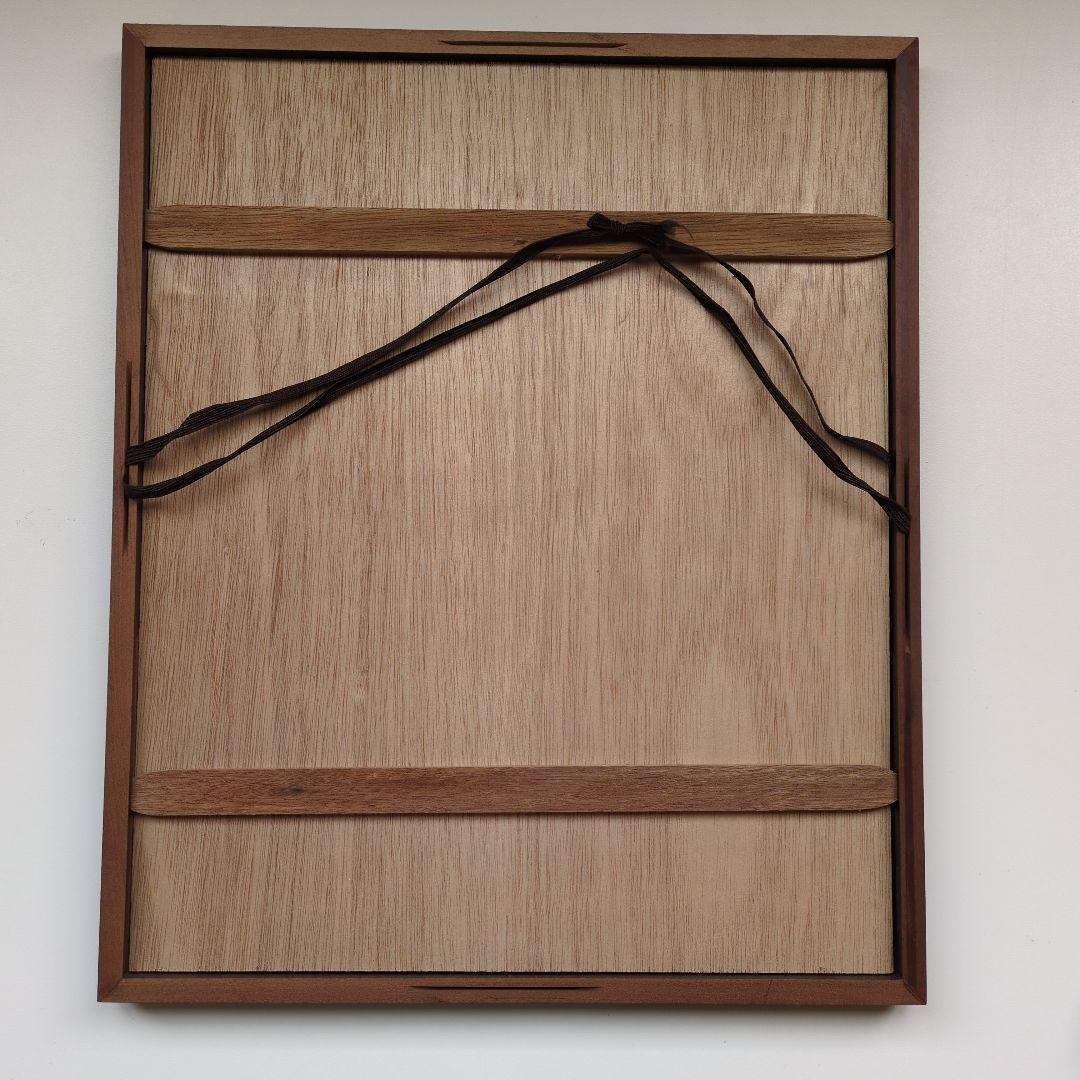 高木志朗　木版画　『山茶花』　額装