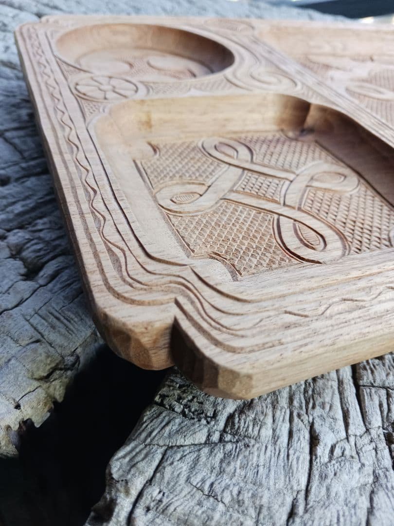 子持ち盆　イタ　アイヌ　白老　カムイ　文様　伝統工芸　御盆　アンティーク　食器