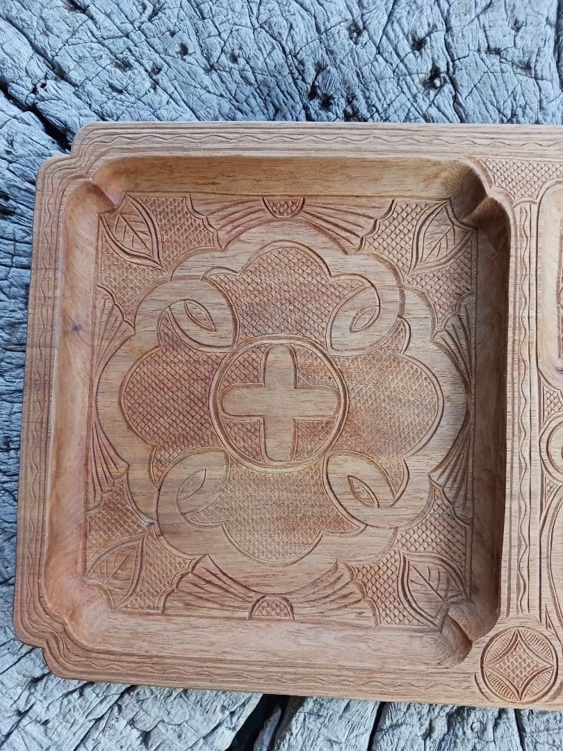 子持ち盆　イタ　アイヌ　白老　カムイ　文様　伝統工芸　御盆　アンティーク　食器