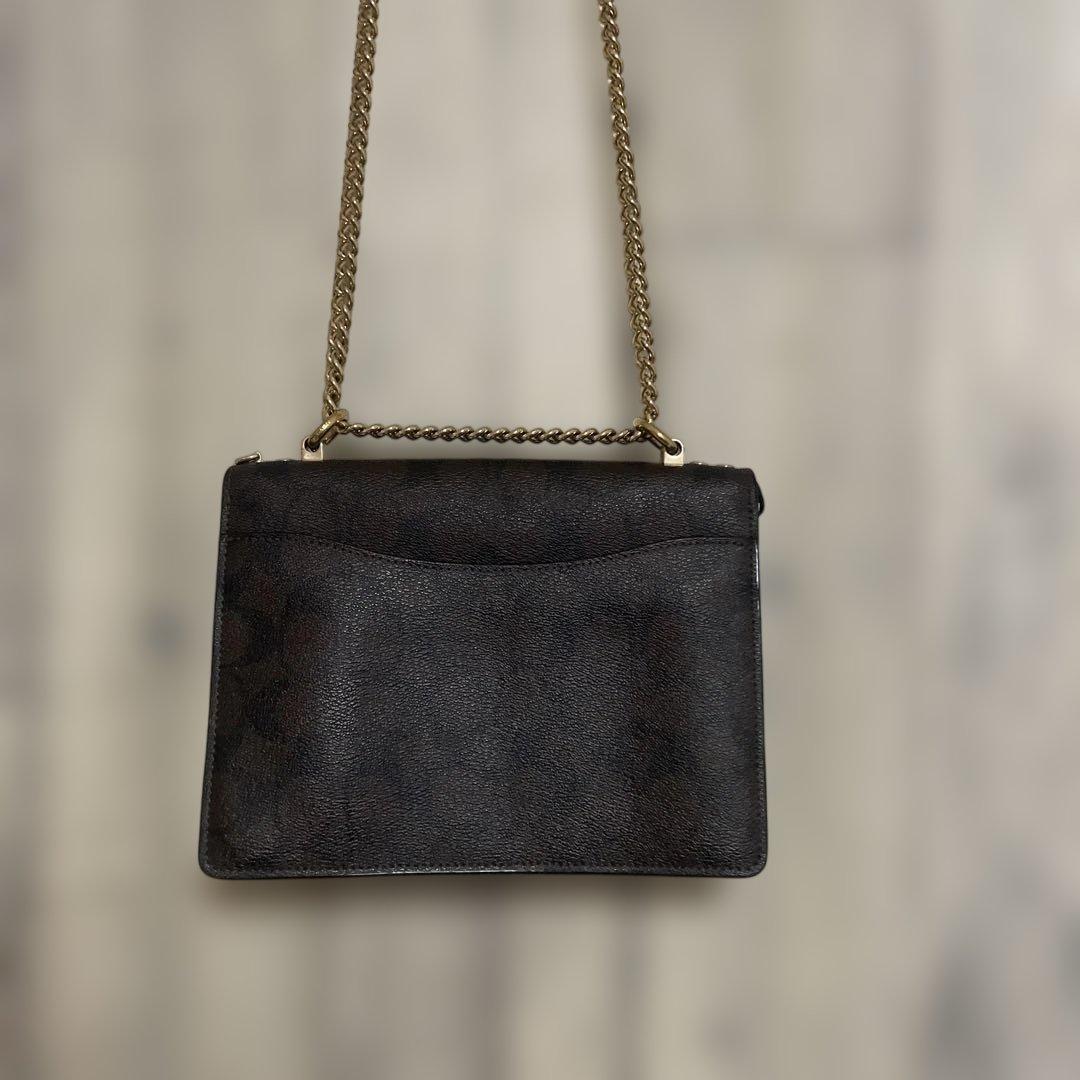 【当日・匿名発送】COACH パッチ付きショルダーバッグ 茶色