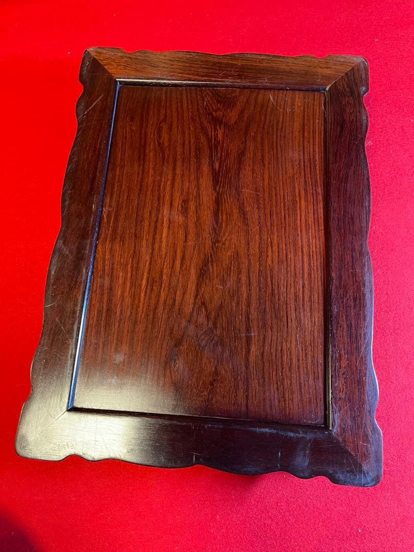 【墨研】古玩 硯箱15◆紫檀無垢長方硯箱・大型羅門硯付属◆未使用品◆書道具 文箱