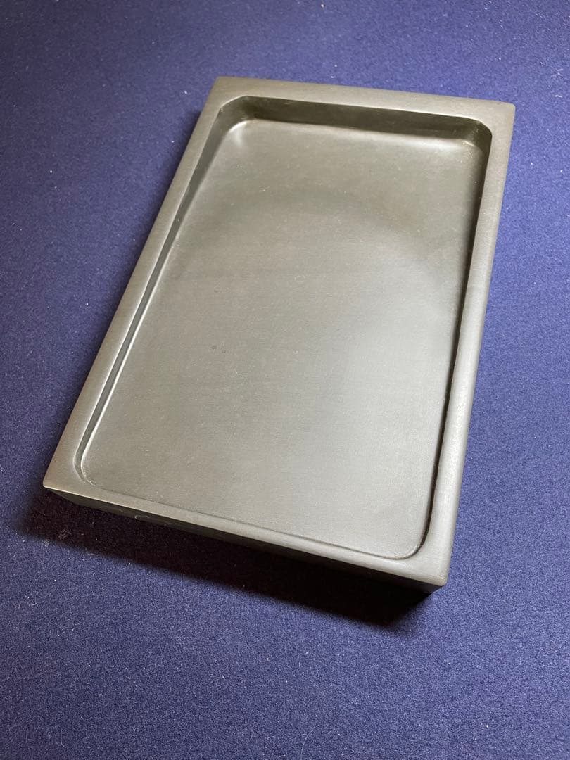 【墨研】古玩 硯箱15◆紫檀無垢長方硯箱・大型羅門硯付属◆未使用品◆書道具 文箱