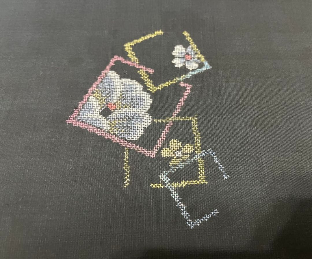 【優美粧】本場大島紬 着尺 反物 花文様 正絹 泥染め 9マルキ 地空き 地球印