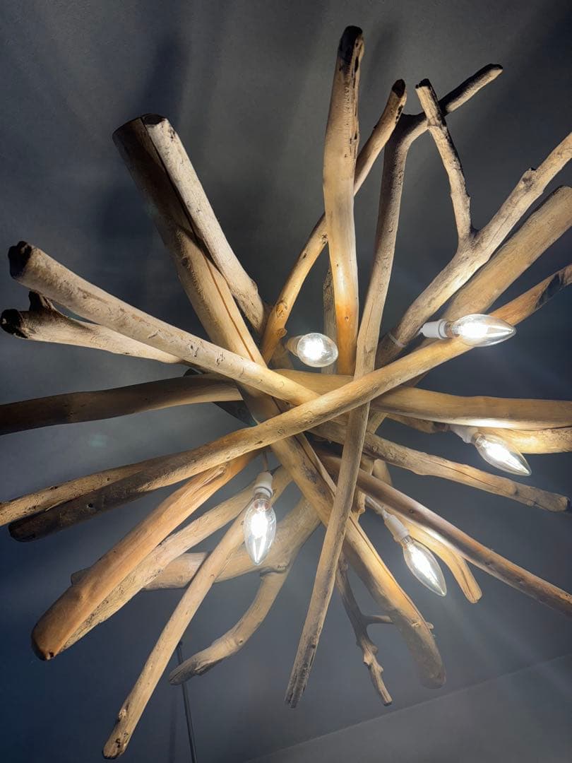 えにvintage感な流木5灯シーリングライト(LED電球付き)