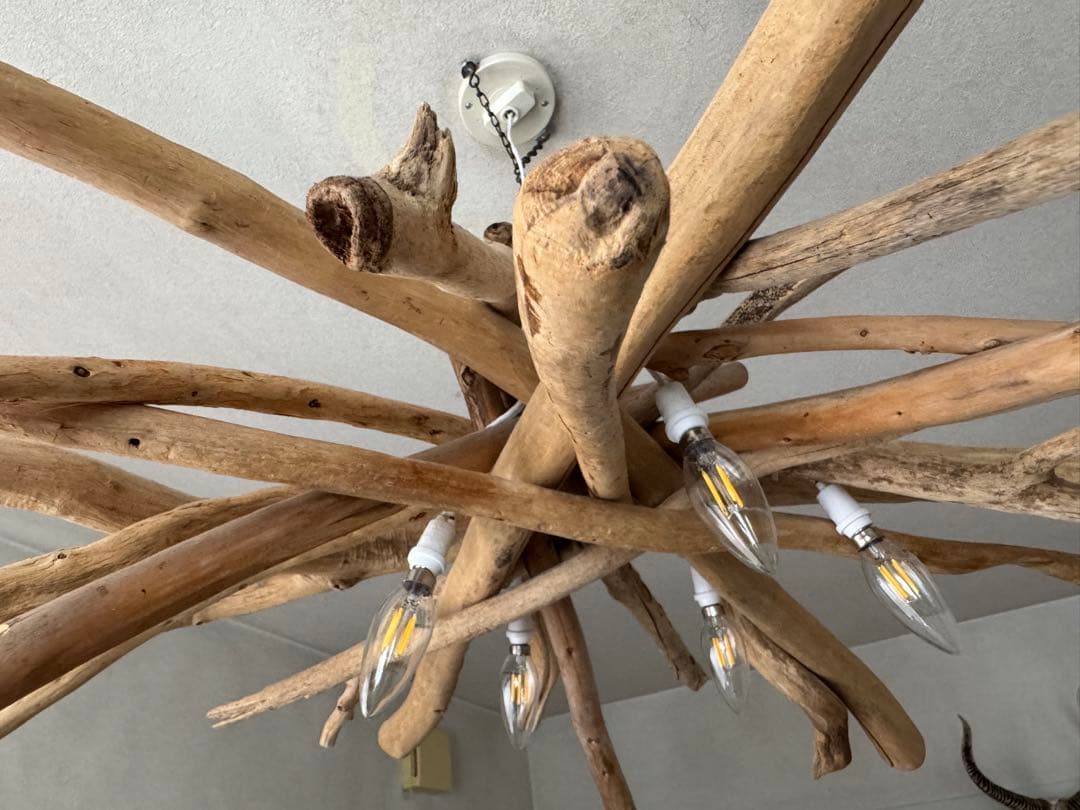 えにvintage感な流木5灯シーリングライト(LED電球付き)