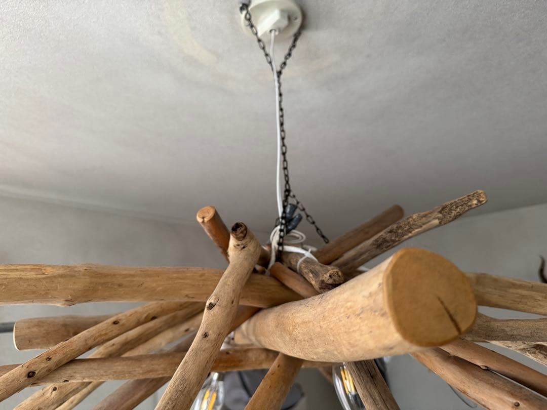 えにvintage感な流木5灯シーリングライト(LED電球付き)