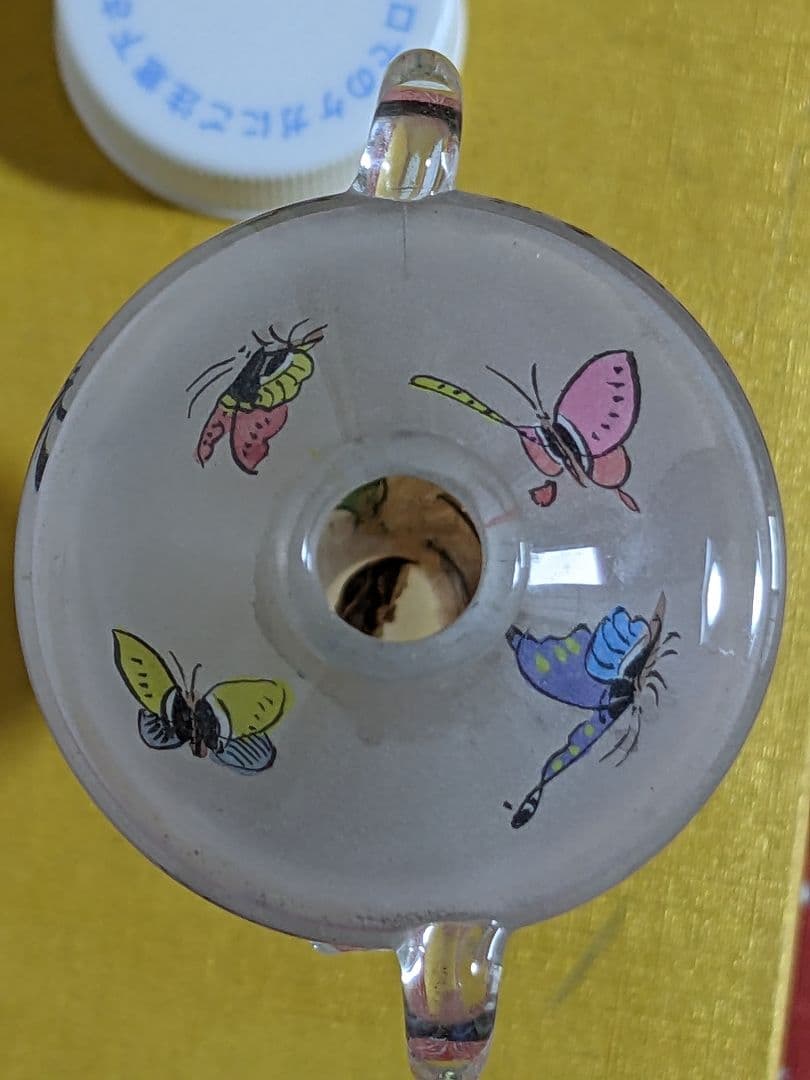 ♦中国 ガラス絵 花鳥図 自在遊環 双耳 鼻煙壺 古玩 置物飾り骨董品 レア物