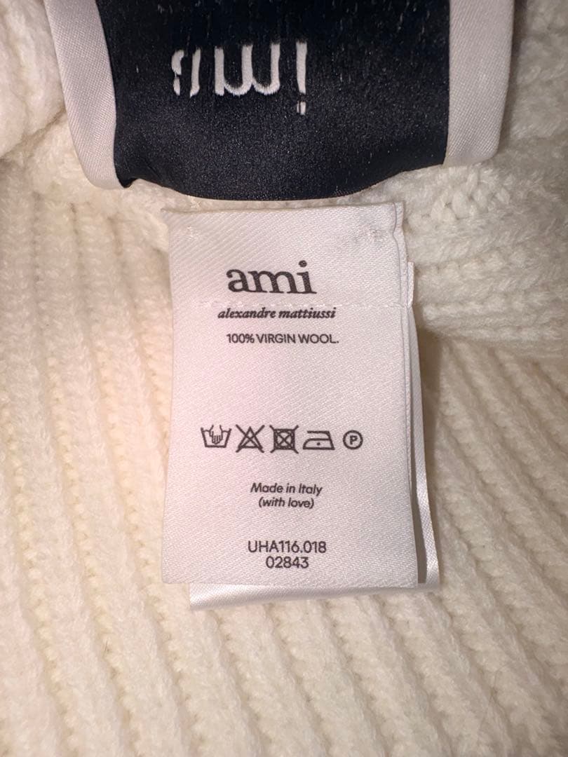 ✨️新品未使用✨️アミパリス ビーニーニット帽 ホワイト 男女兼用 ウール 巾着付き