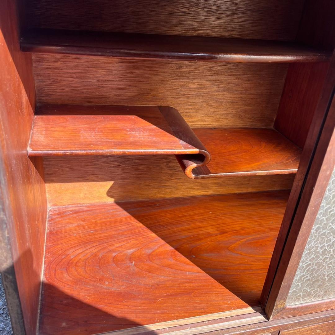 K◇ 茶箪笥 茶棚 無垢材 すり硝子 アンティーク ヴィンテージ 古家具 古民家