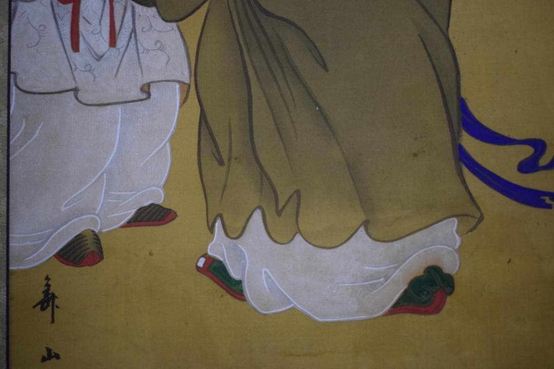 【真作】三笠華山/桃仙人図/掛軸☆宝船☆Z-589