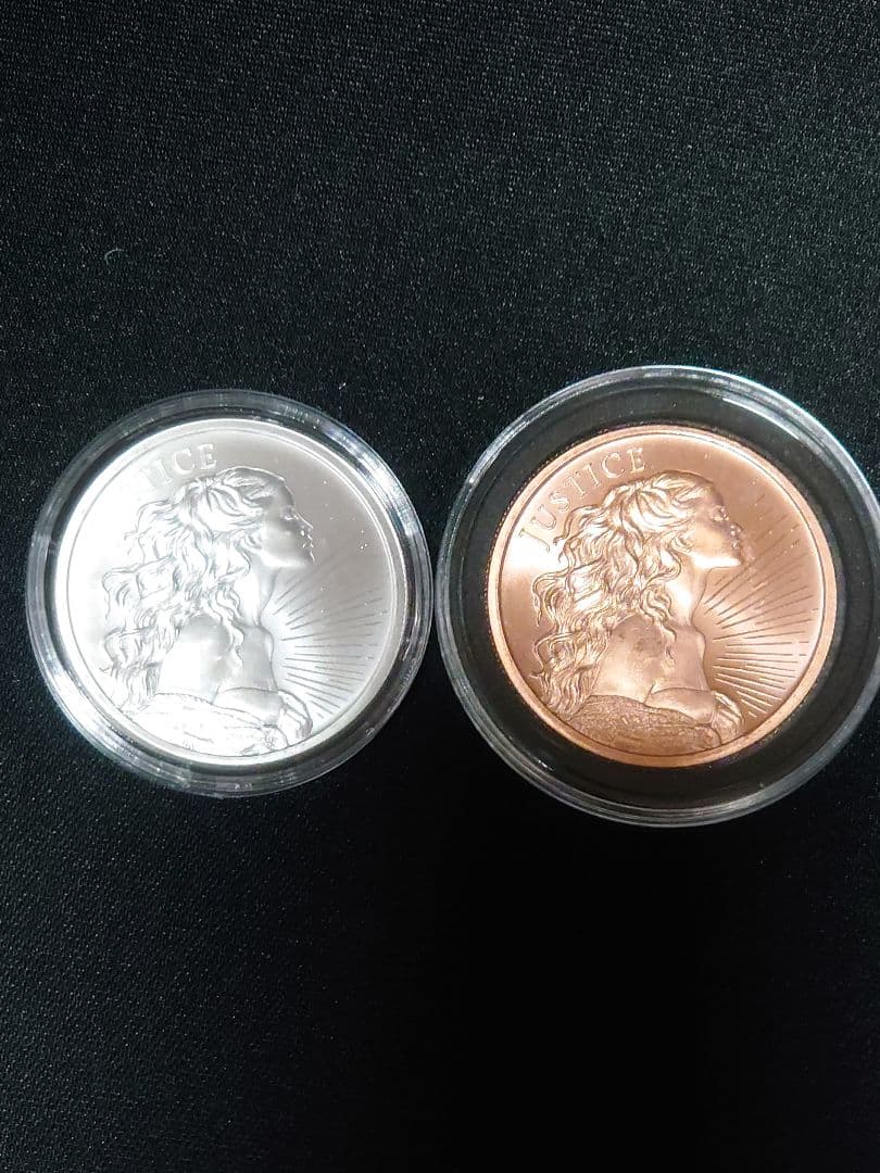 2022年 JUSTICE 正義の女神 1オンス銀貨銅貨セット