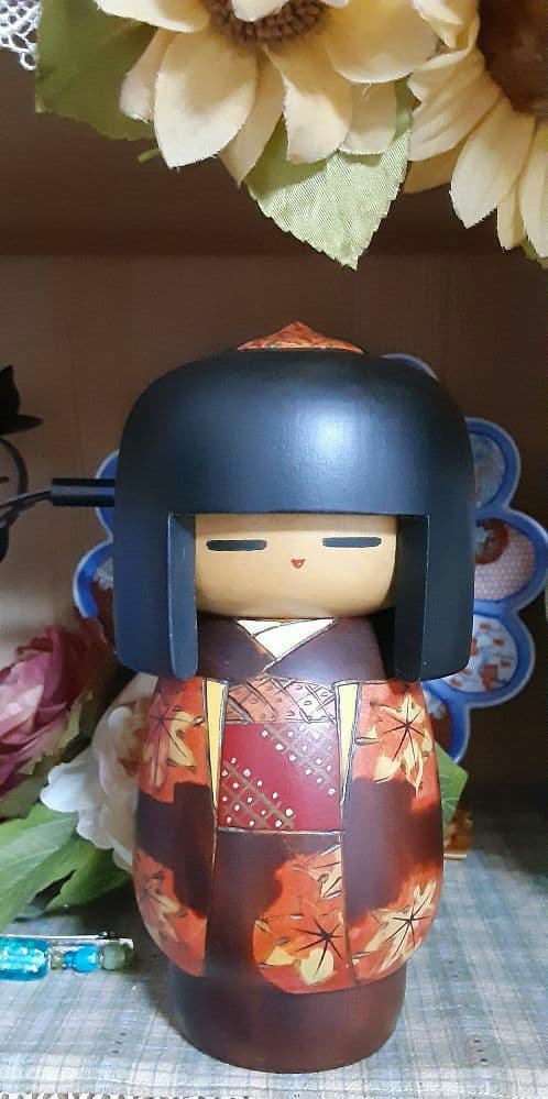 美品✨創作こけし(大)☘️民芸品 こけし☘️紅葉もみじ
