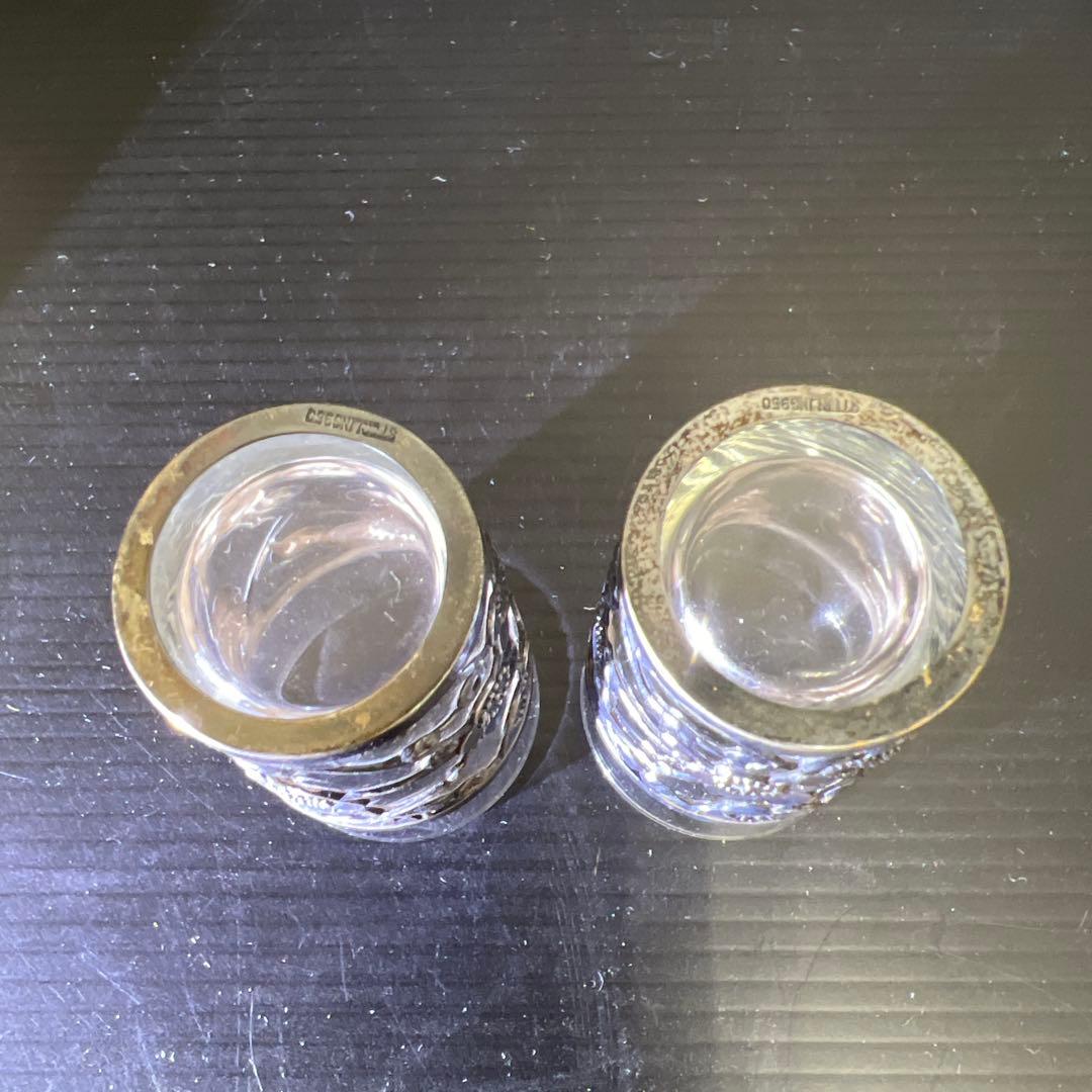 sterling950刻印　透かし盃2点　ケース付　東Y7-1219☆2Fタルニ