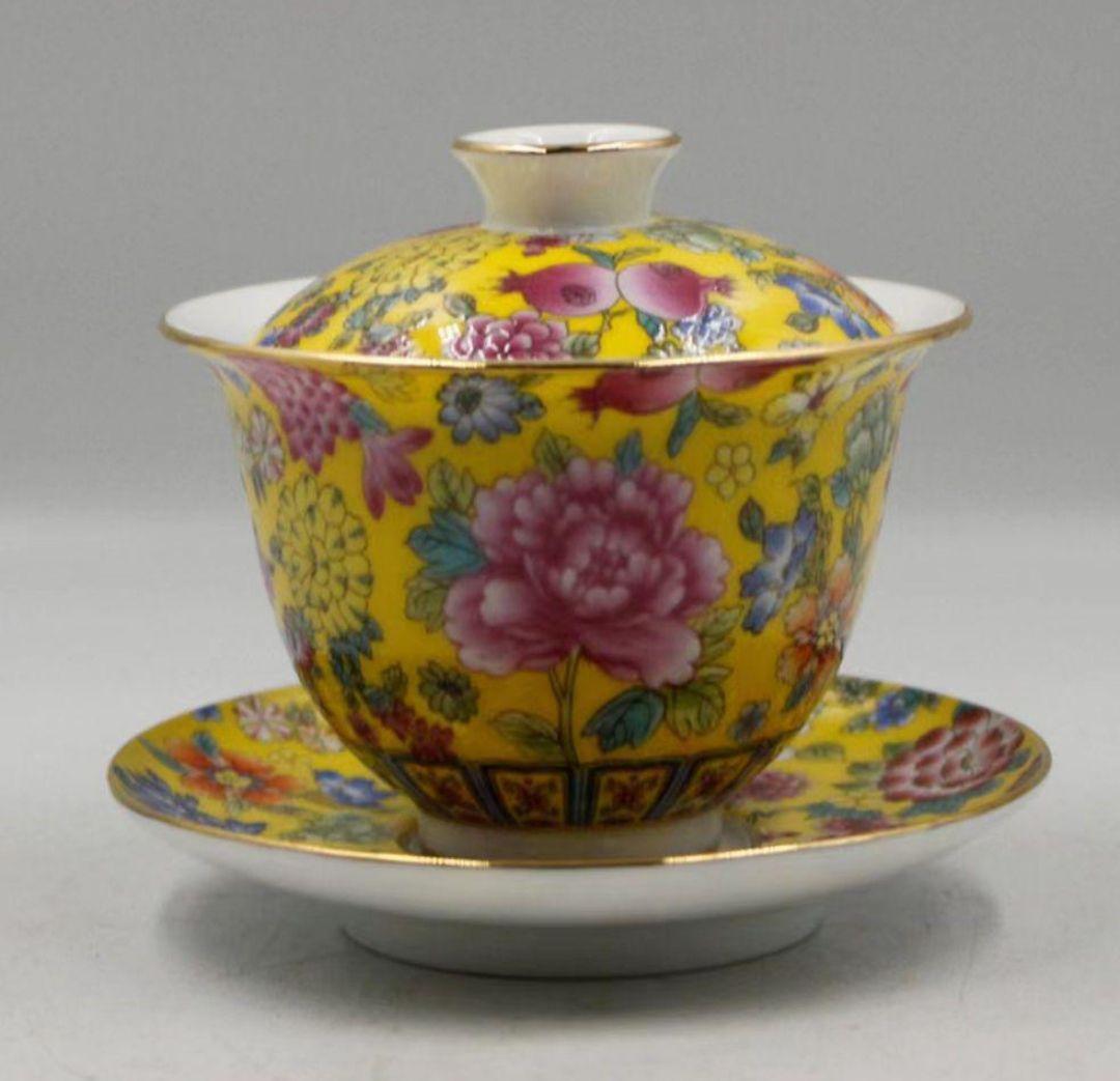 景徳鎮 磁器粉彩色万華蓋碗 高級な茶器 茶碗6個セット