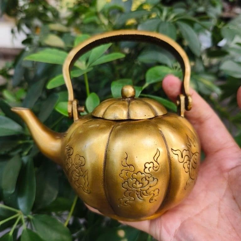提梁南瓜八宝茶壺 酒壺 茶道置物 煎茶道具