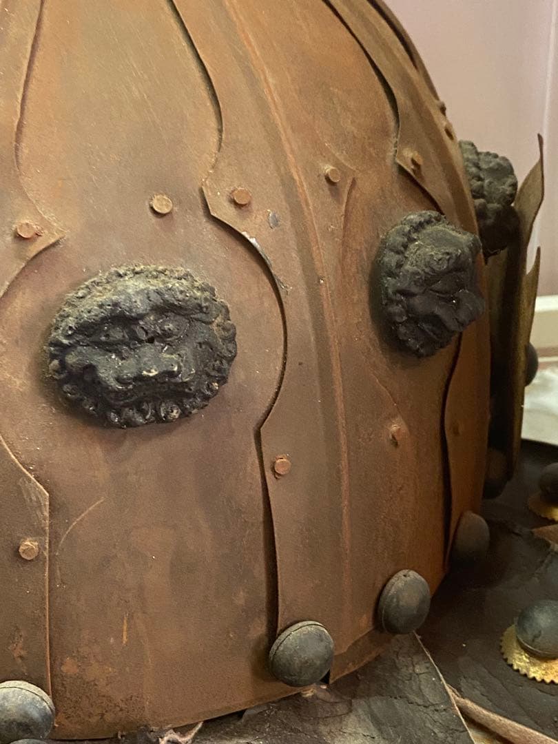 鳳羽兜♦️入手困難 中国歴史アンティーク 獅子型金具 中国武具２点セット♦️送料込