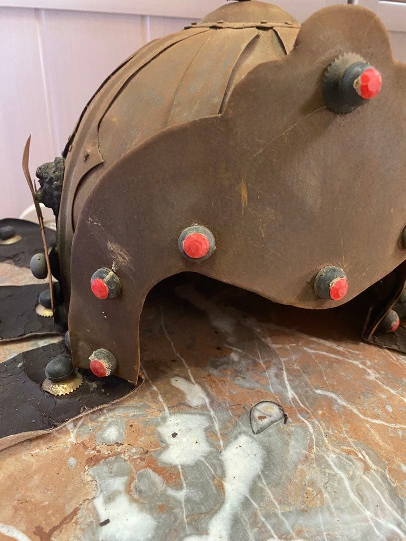 鳳羽兜♦️入手困難 中国歴史アンティーク 獅子型金具 中国武具２点セット♦️送料込