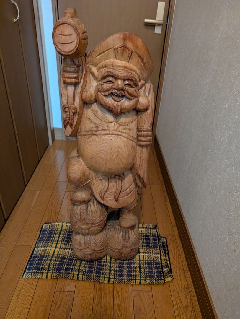 貴重品木彫り 大黒様像 約60cm