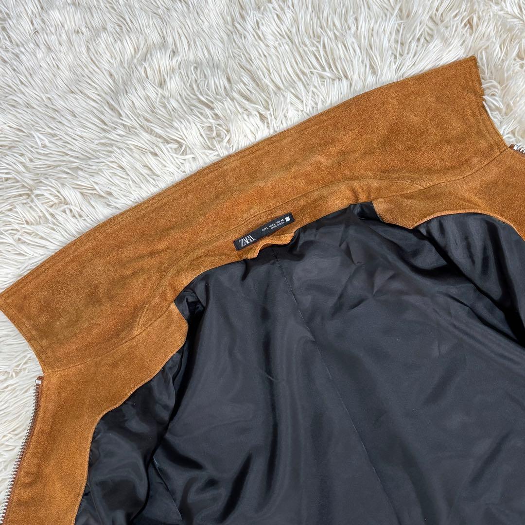 美品 ZARA スエード シングルライダースジャケット 牛革 カウレザー