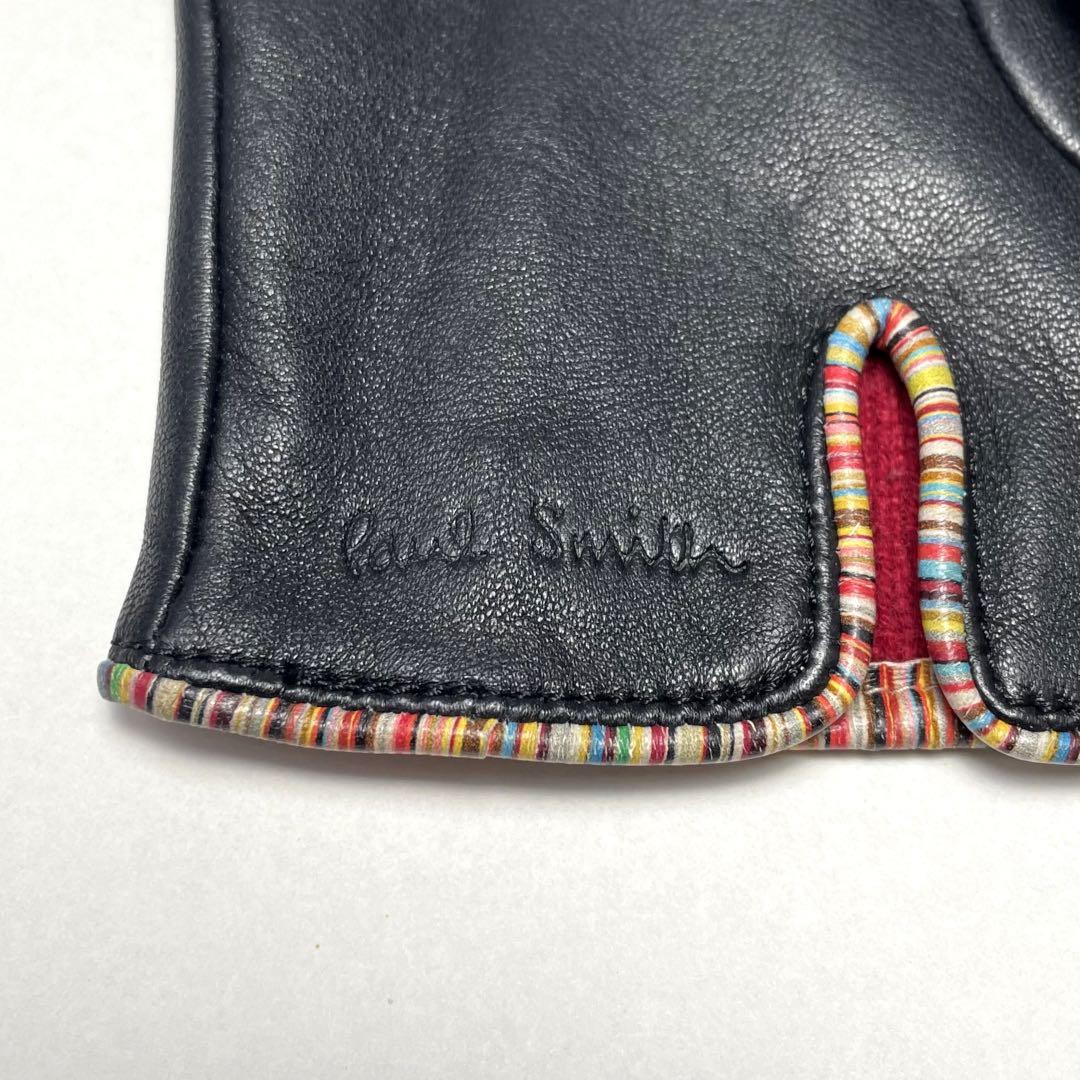 Paul Smith タッチパネル対応 手袋 黒色 ブラック 羊革・カシミヤ製