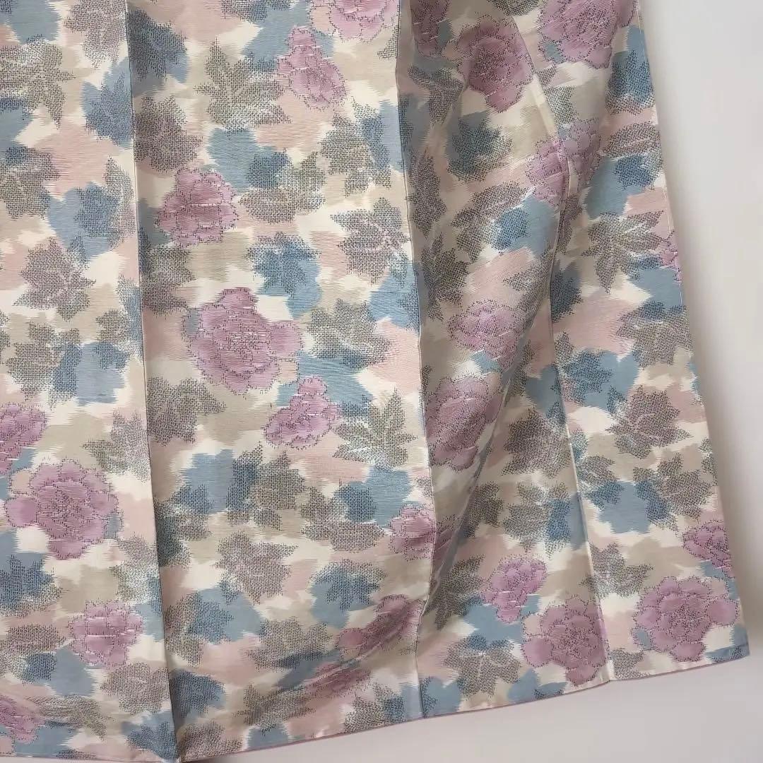 【三花】未使用品　十日町紬　袷　正絹　美品　アンティーク　着物　リユース