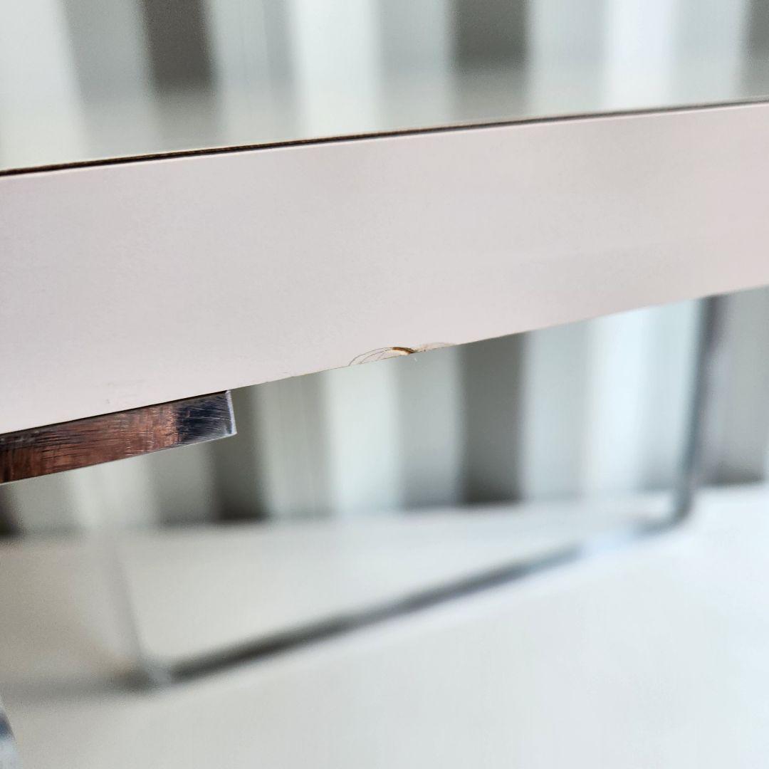 希少　ポストモダン　サイドテーブル　コーヒーテーブル　シルバーx白　45x45