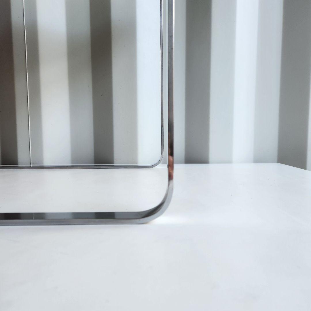 希少　ポストモダン　サイドテーブル　コーヒーテーブル　シルバーx白　45x45