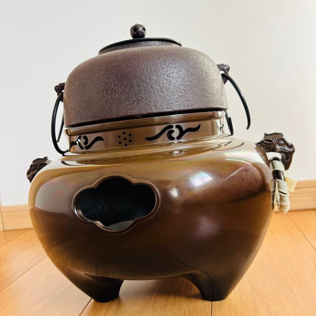 美品　人間国宝　高橋敬典　茶釜　唐津鬼面風炉　香峰　茶道具　風炉釜　茶の湯釜