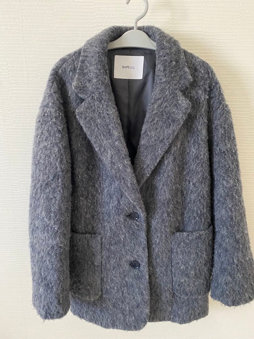 SHIPS any ウールミックスシャギーシングルコート