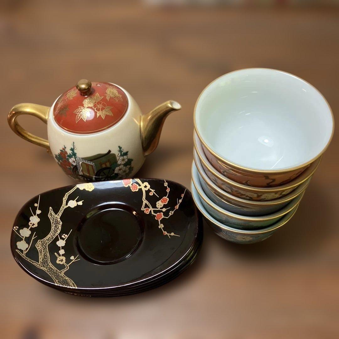 源氏物語　茶道具セット 急須と茶碗5個　清兵衛窯