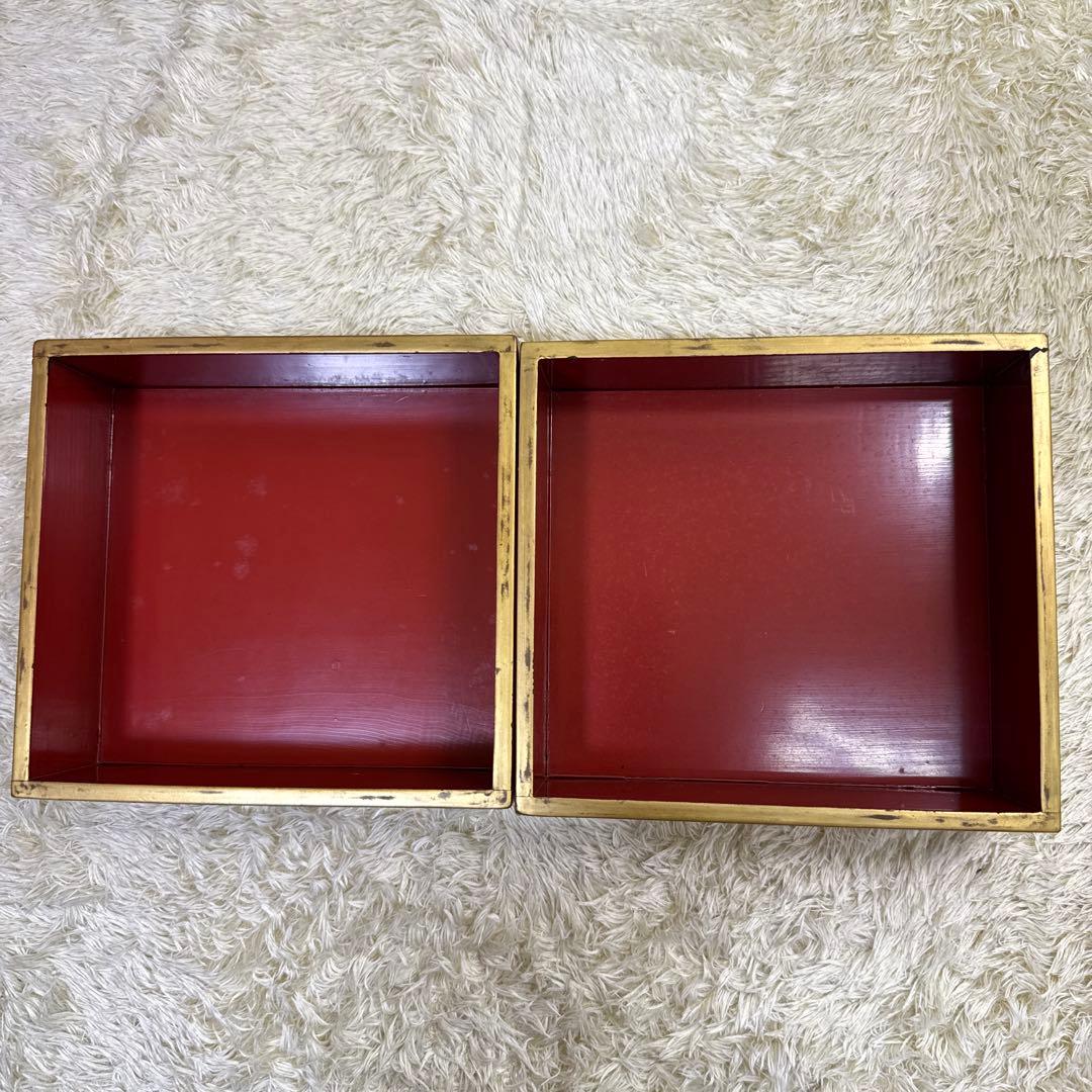 高砂蒔絵　朱塗五重　重箱　お重