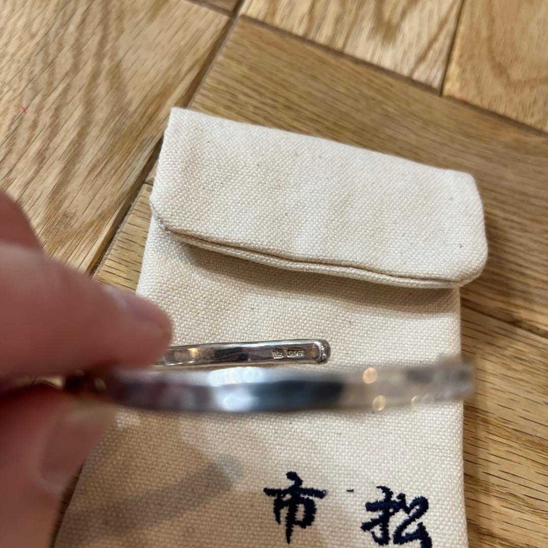 市松 ブレスレット バングル シルバー 3面打ちバングル