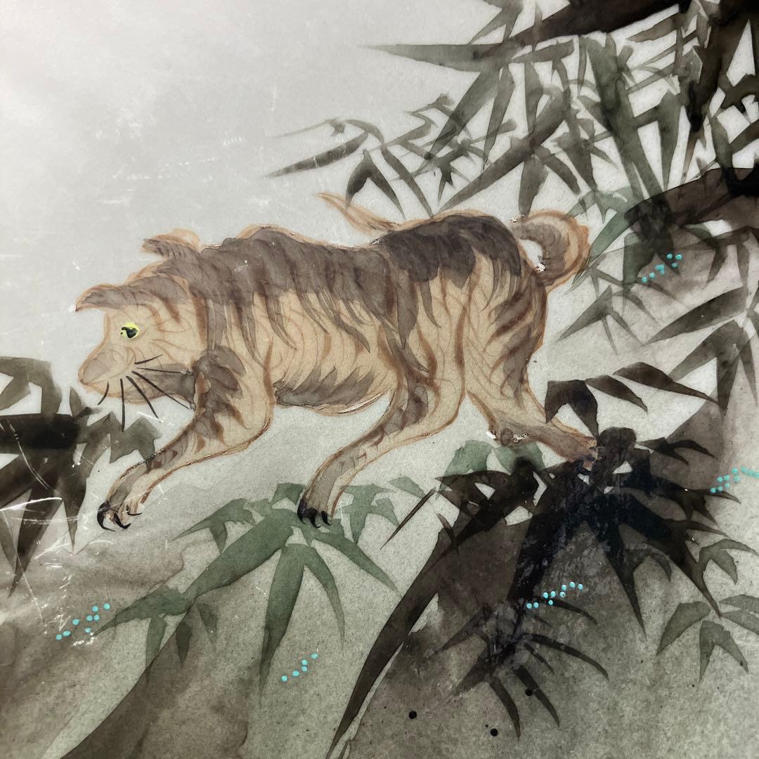 アンティーク 九谷焼 竹に虎図 三ツ鉢 深鉢 大鉢 三重鉢 骨董 手描き青粒