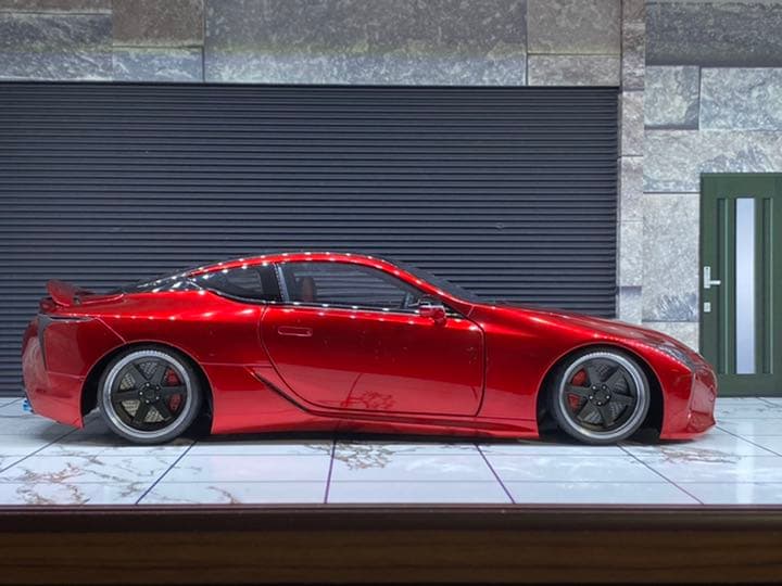 オートアート 1/18レクサス LC500レッドx ダークローズ　カスタム
