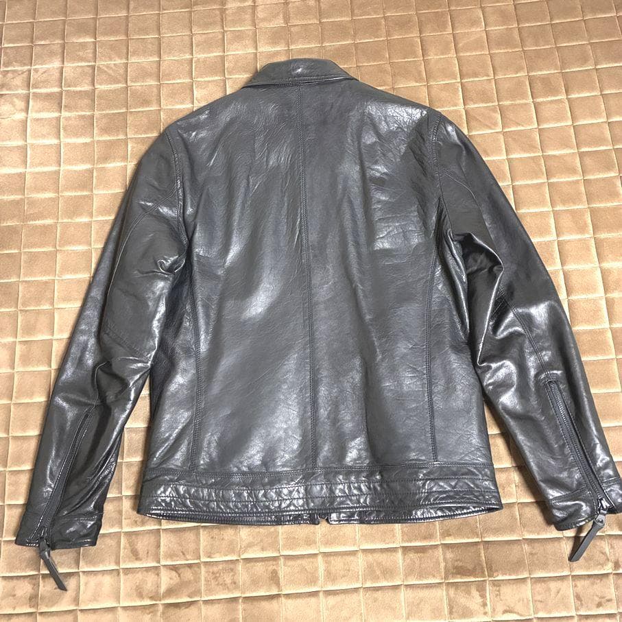 ほぼ新品ナノユニバース■中綿オイルドレザー SライダースMブラック/サーモライト