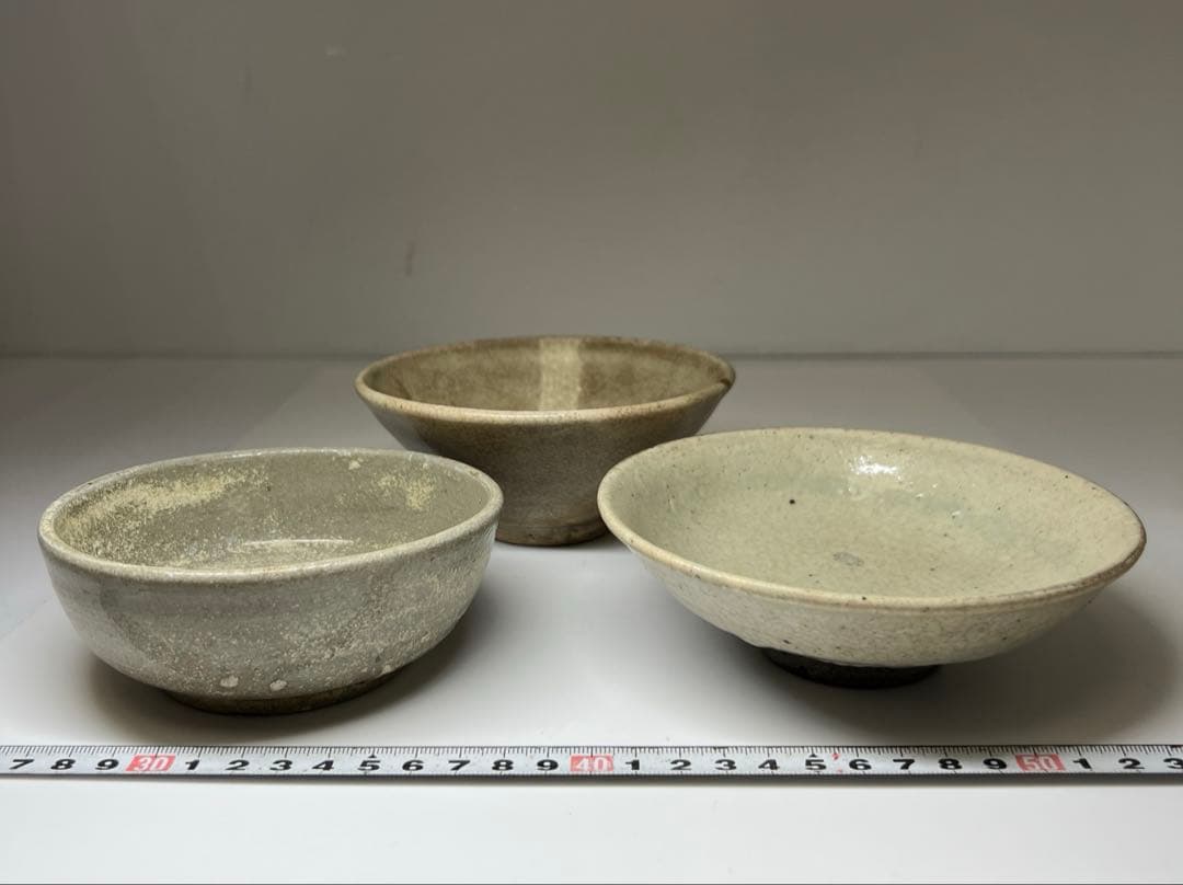 16~19世紀　高麗青磁皿、茶碗3客　東Y7-0806① トヒコ