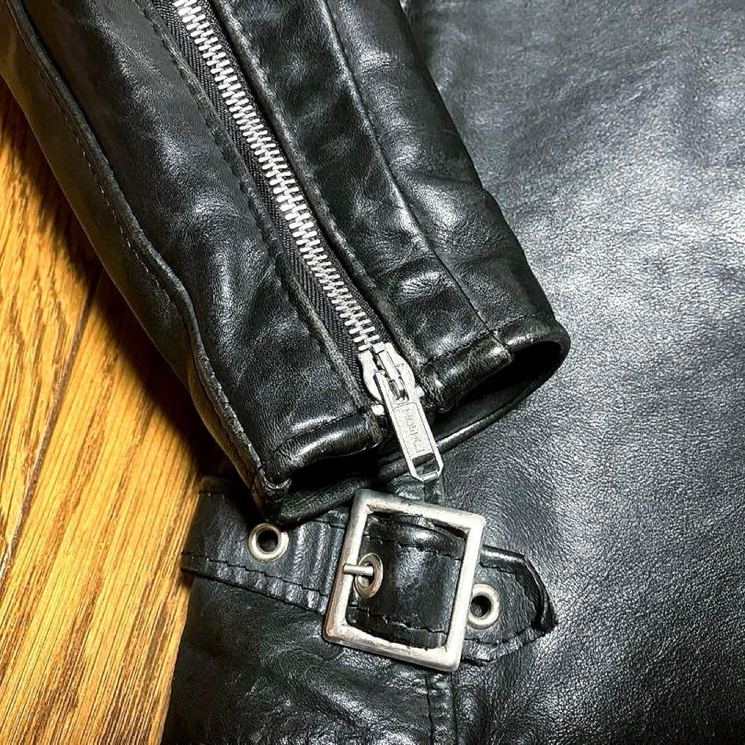 ボアライナー付 schott ショット 141 立襟黒革シングルライダース 34