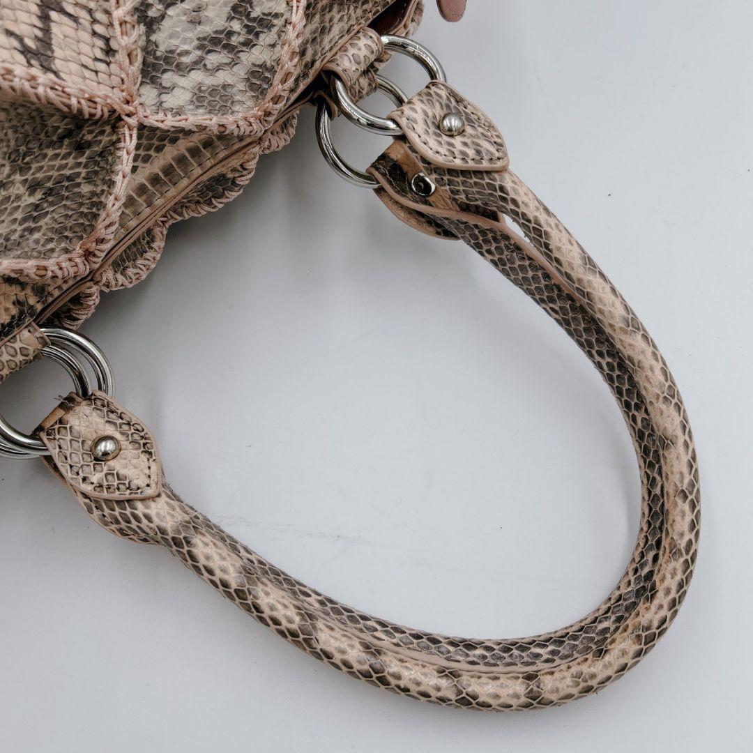 パイソン 蛇革 ハンドバッグ トート リアルレザー パッチワークデザイン