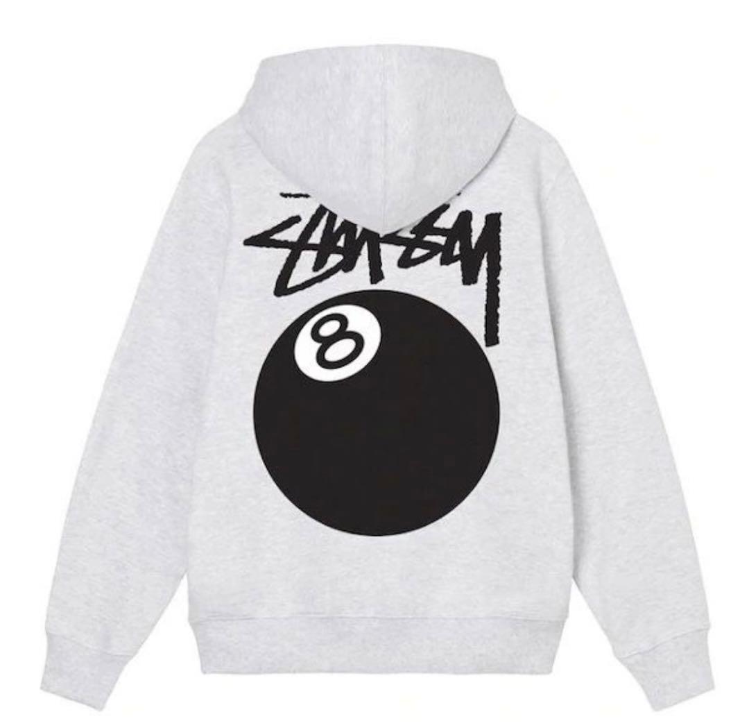 『新品未開封』STUSSY 8BALL ZIP パーカー Lサイズ グレー