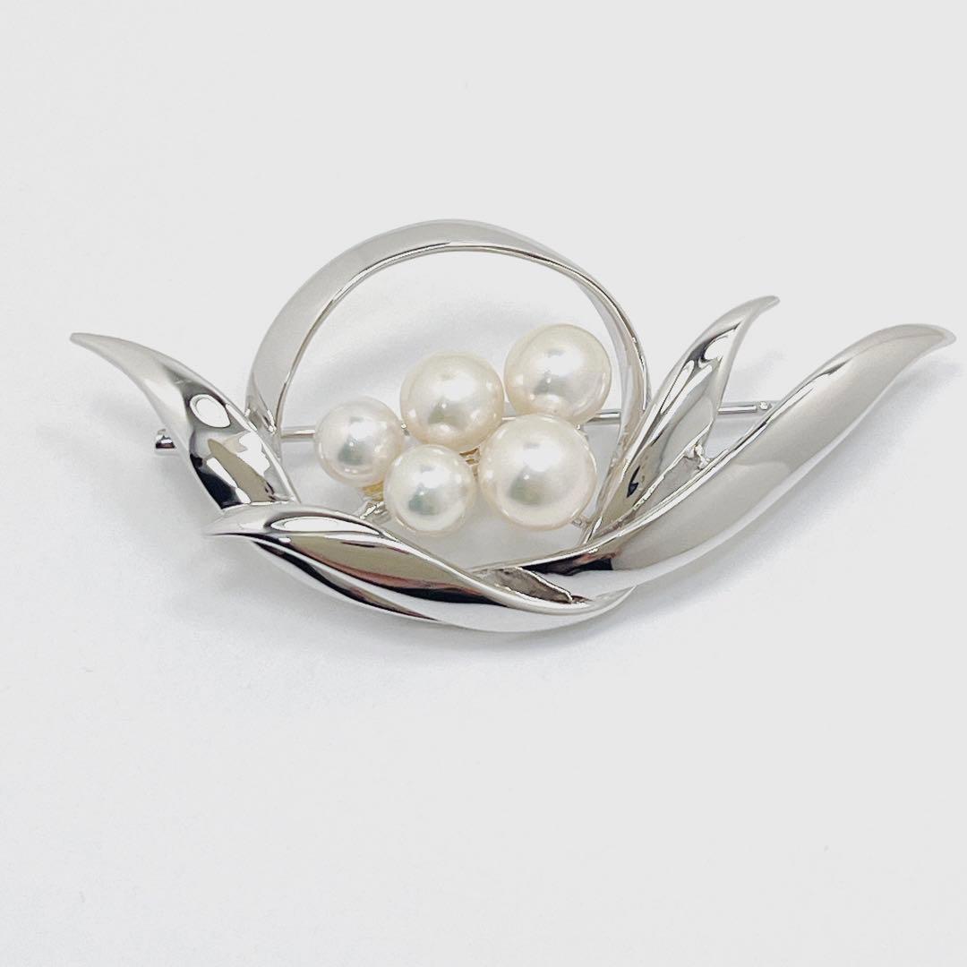 【未使用品】✨MIKIMOTO ミキモト アコヤパール　ブローチ　リーフ