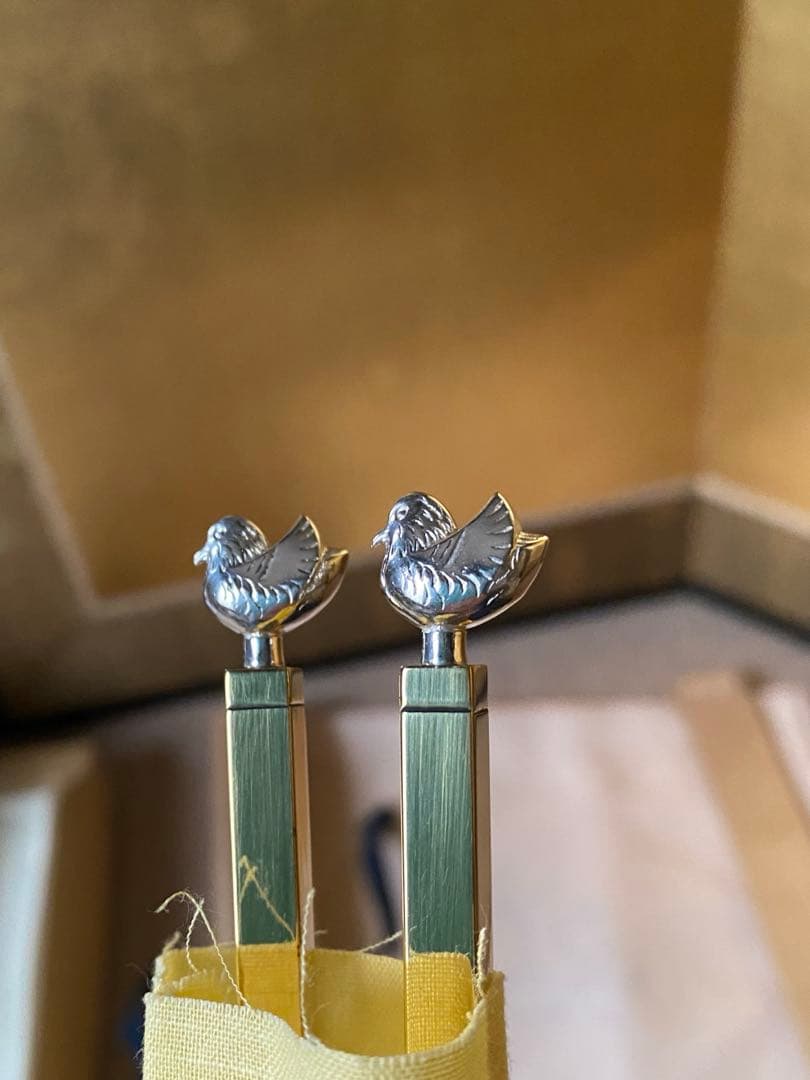 南鐐　鳥頭　飾火箸　金森紹栄氏作