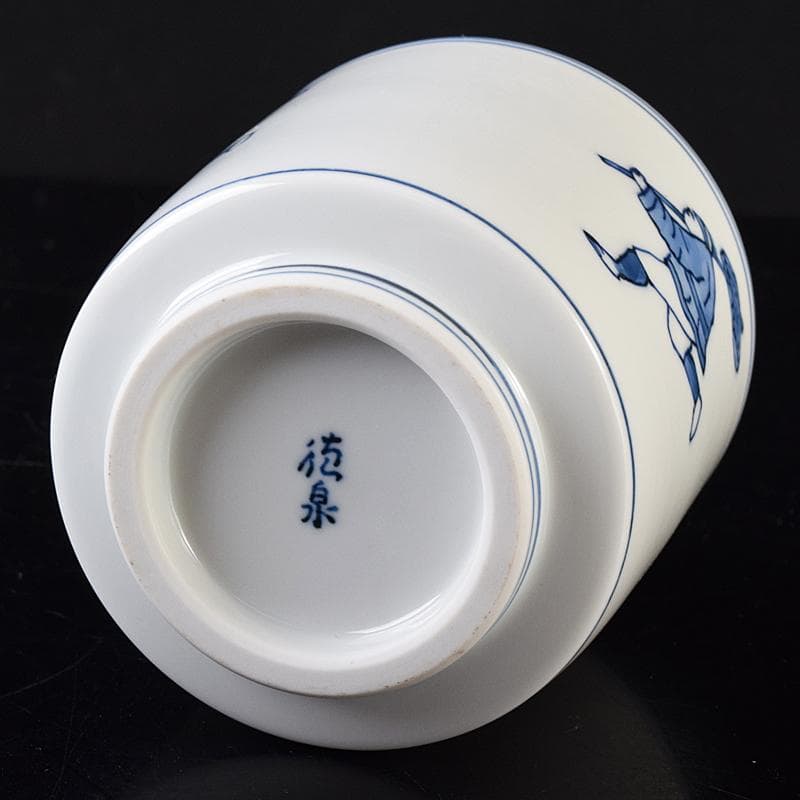 茶道具　西村徳泉造　染付　飛脚絵　火入　共布共箱　V　R8669