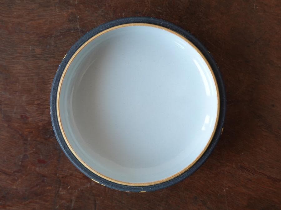 九谷焼　仲田錦玉　渦打　青粒　金彩　唐草文　香合　共箱　内面細字　茶道具