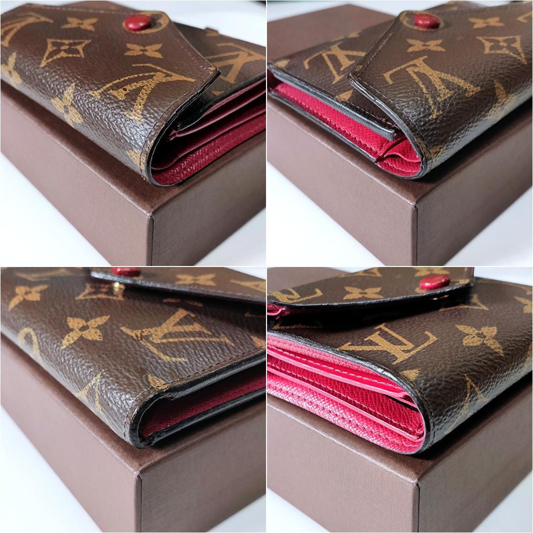 美品★箱＆袋★ルイヴィトン モノグラム ヴィクトリーヌ★フューシャ★3つ折り財布