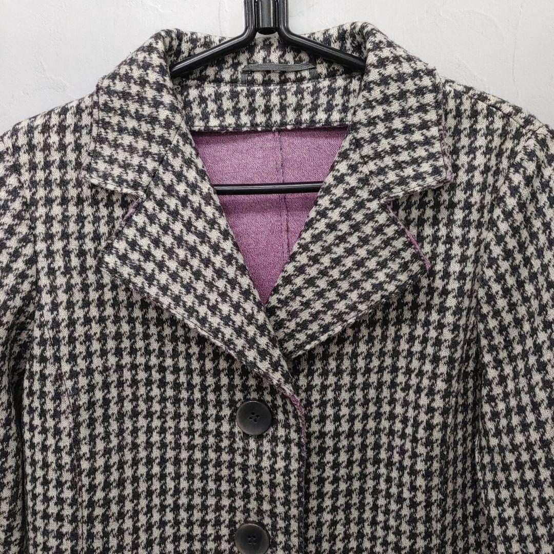 3384　マックスマーラグレー千鳥格子コートサイズ42
