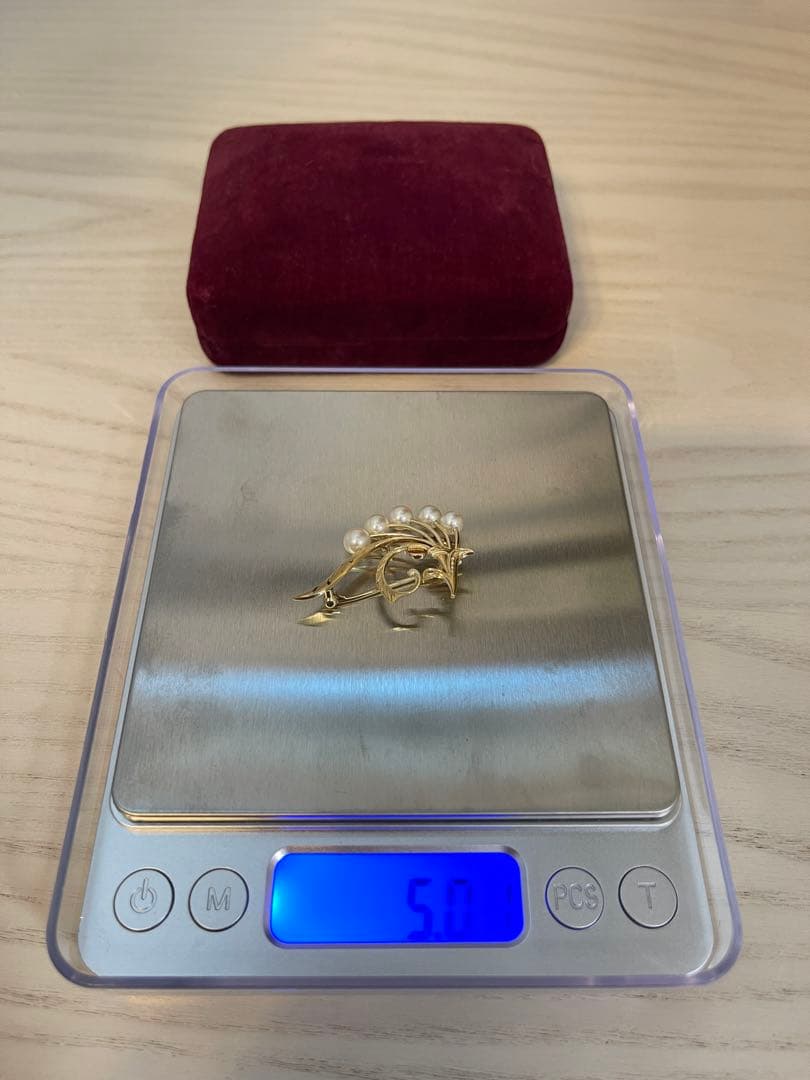 ミキモトMIKIMOTO パール K14 ゴールド　ブローチ