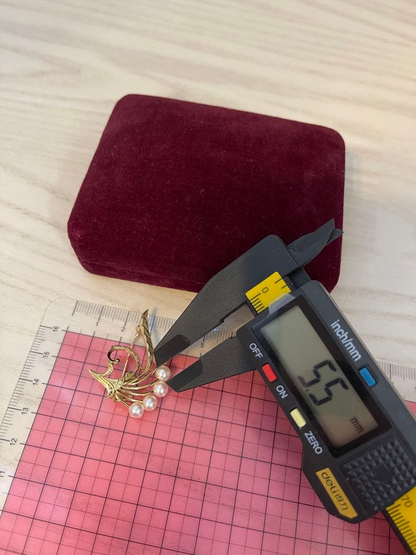 ミキモトMIKIMOTO パール K14 ゴールド　ブローチ